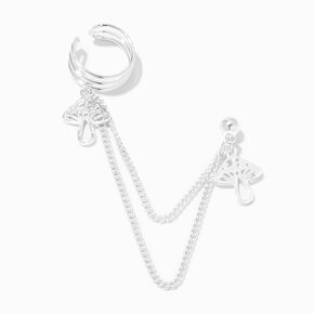 Silver Filigree Mushroom Cuff Connector Earring,