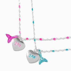 Best Friends Mermaid Heart Pendant Necklaces - 2 Pack,