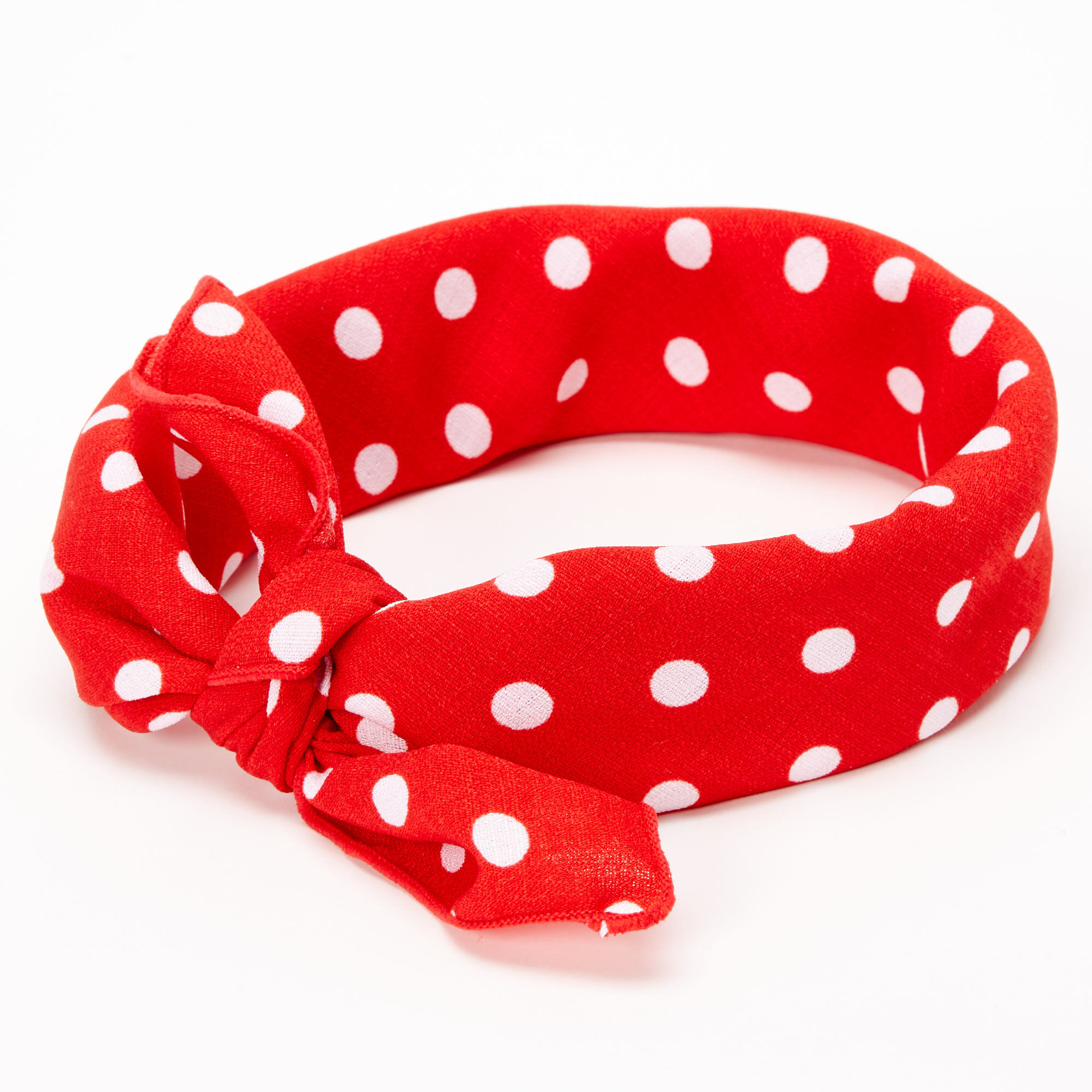 View Claires Polka Dot Bandana Headwrap Red information