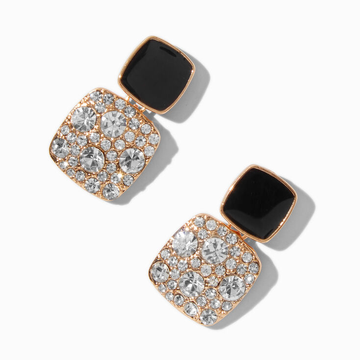 Pendantes strass double carr&eacute;,
