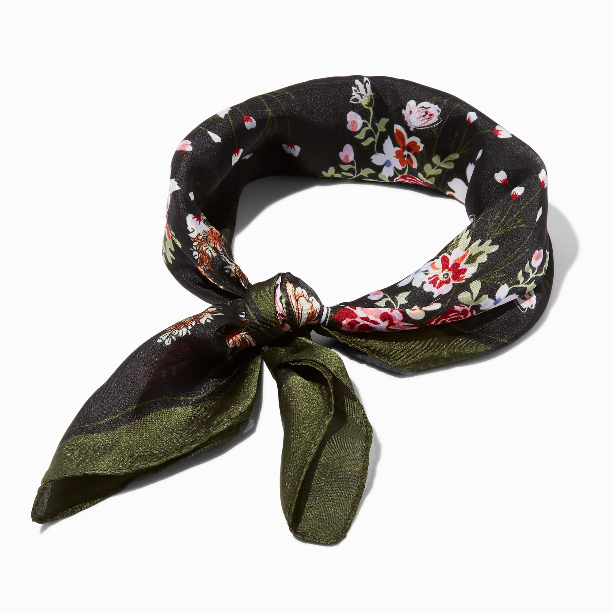 View Claires Black And Silky Floral Headwrap Green information