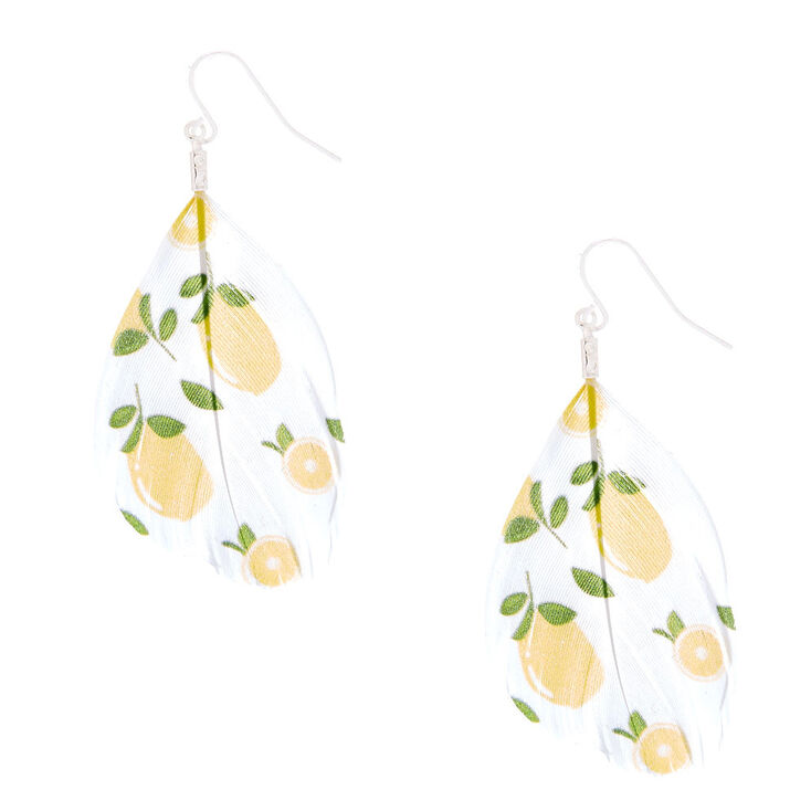 Claire's Pendantes à plumes et citrons jaunes 5 cm