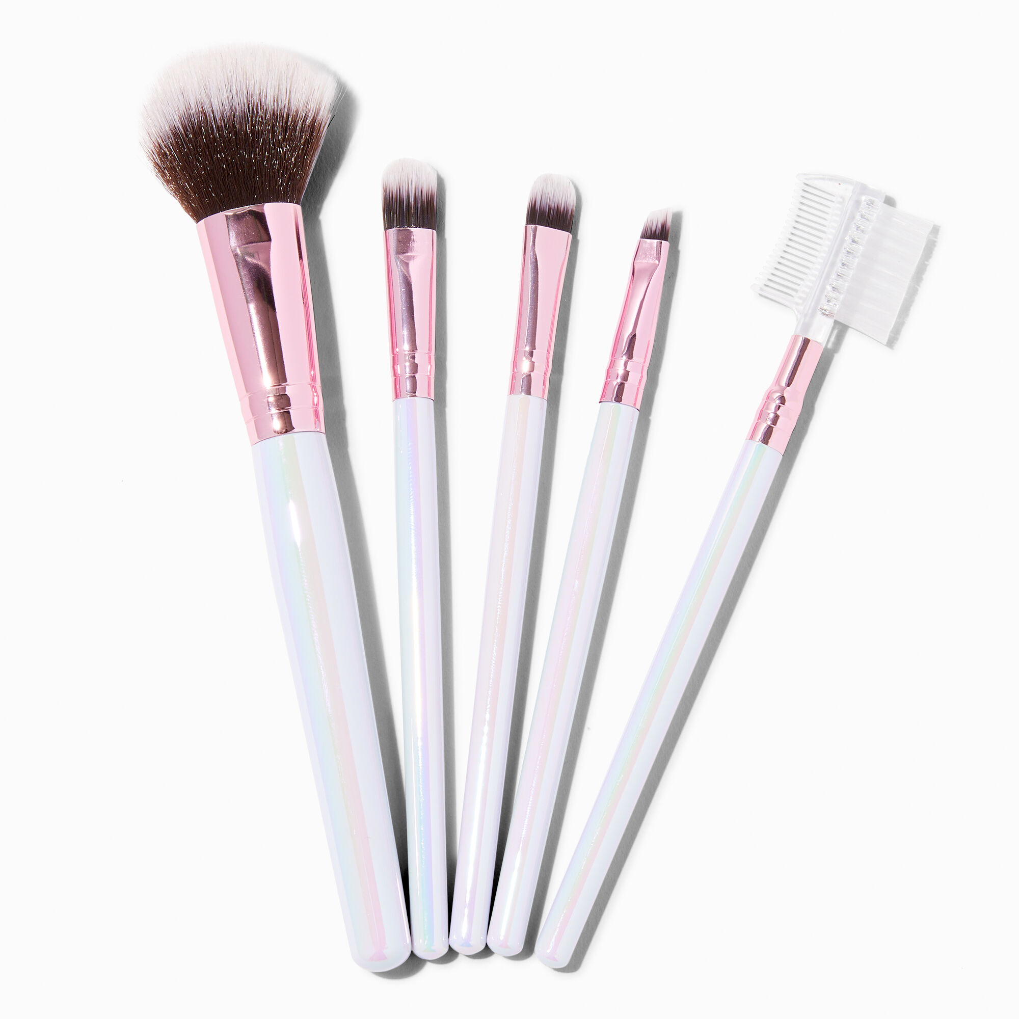View Claires Holographic Makeup Brush Set 5 Pack Pink information
