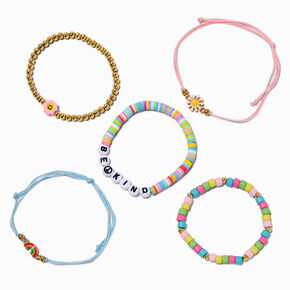 &quot;Be Kind&quot; Peace Seed Bead Bracelet Set - 5 Pack,