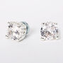 Silver Cubic Zirconia Round Magnetic Earrings - 5MM,