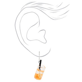 Silver 1&quot; Lemon Water Drop Earrings,
