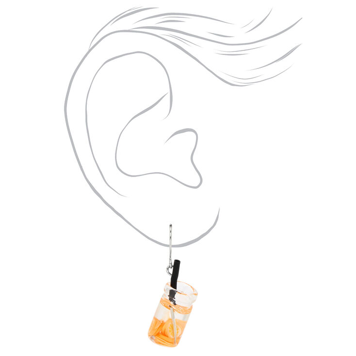 Silver 1&quot; Lemon Water Drop Earrings,