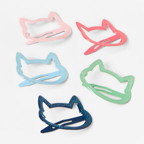 Claire&#39;s Club Glitter Cat Head Snap Hair Clips - 5 Pack,