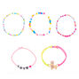 Lot de 5&nbsp;bracelets &eacute;lastiques et ajustables perl&eacute;s lama-licorne arc-en-ciel,