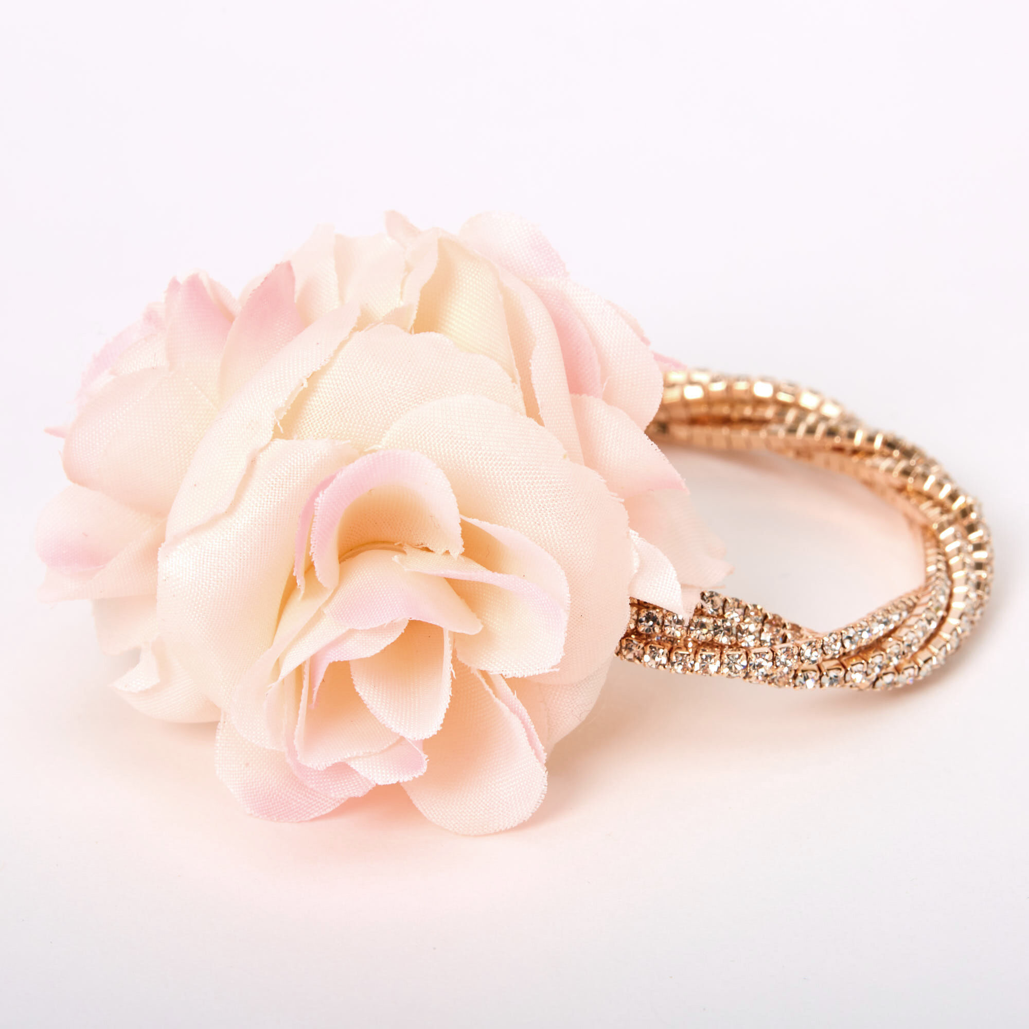 Rose Gold Rhinestone Twisted Flower Corsage Pink