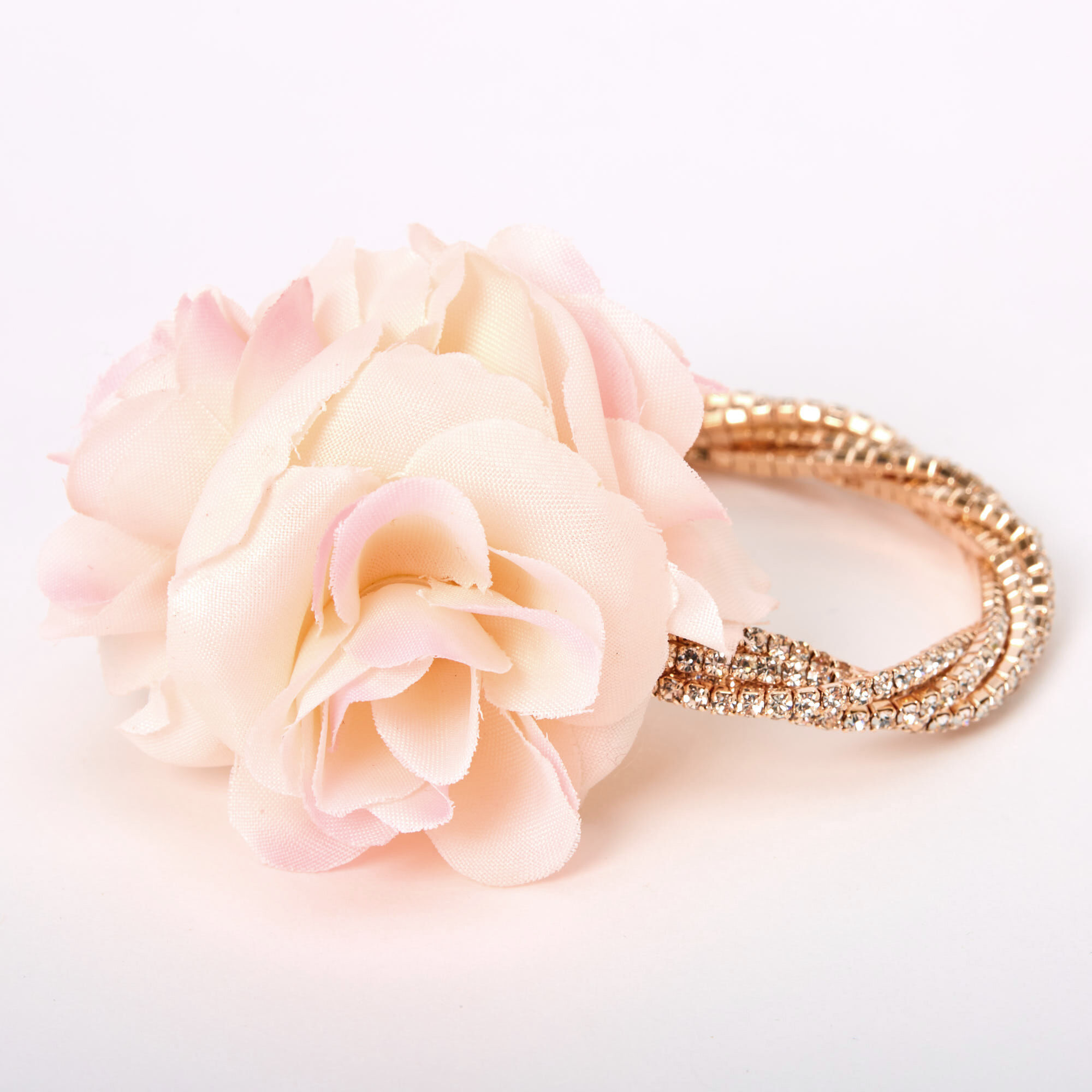 Floral Corsage Bracelet - Rose Gold Rhinestones - Rock Candy Collection