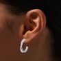 Silver-tone Cubic Zirconia 15mm Criss Cross Hoop Earrings,