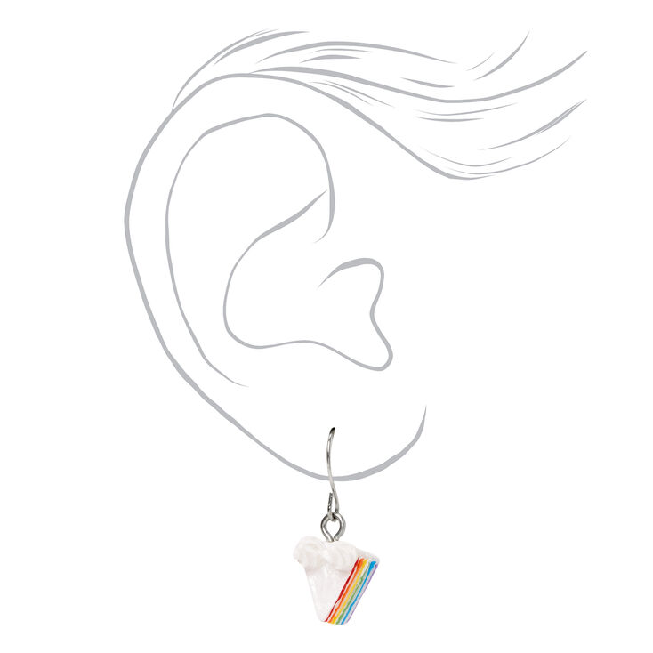 Silver 0.75&quot; Rainbow Cake Drop Earrings,