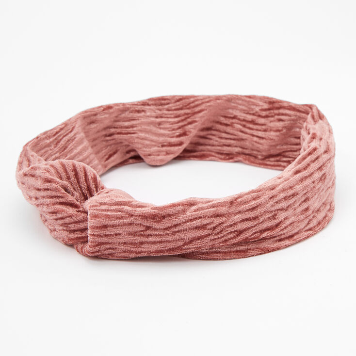 Claire's Bandeau torsadé plissé en imitation velours - Rose