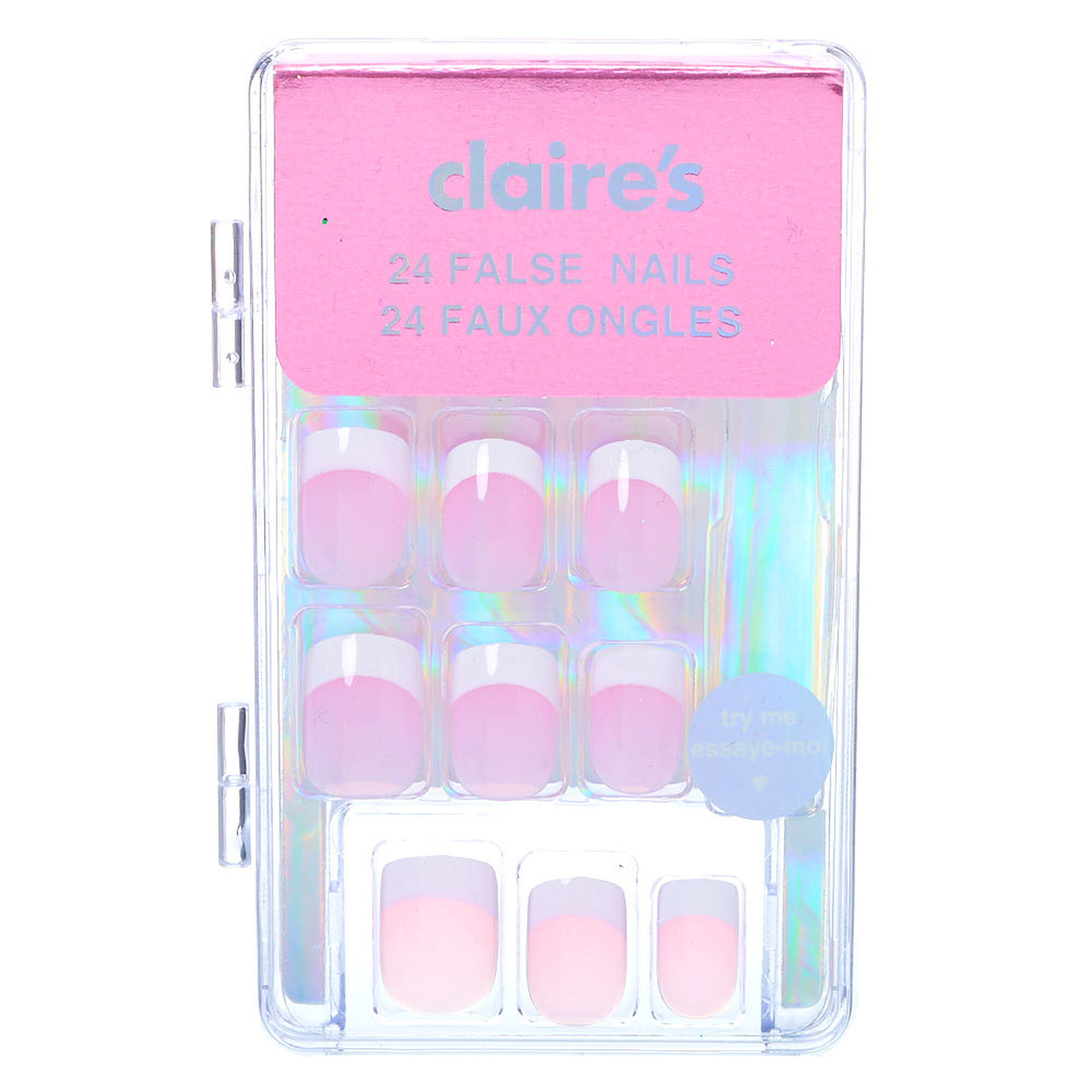 Faux ongles carrés lilas French manucure Lot de 24 Claire
