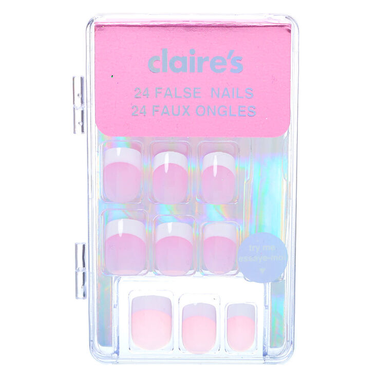 Faux ongles carr&eacute;s lilas French manucure - Lot de 24,