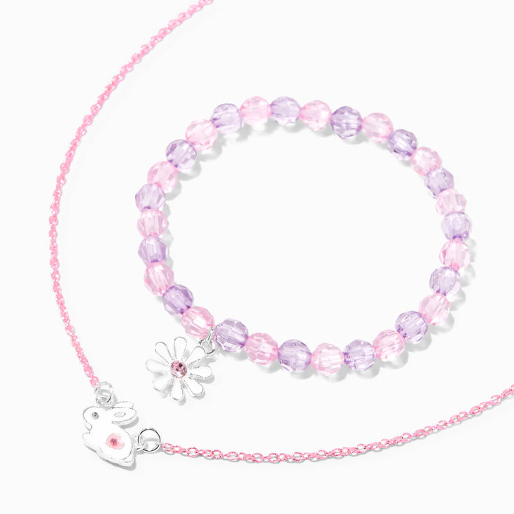 Easter Bunny &amp; Daisy Pink Jewelry Set - 2 Pack,