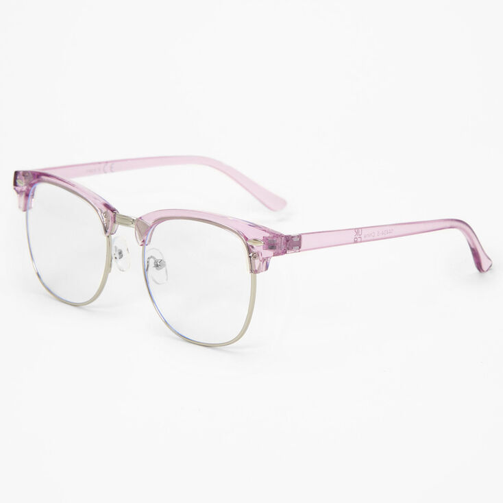 Solar Blue Light Reducing Lavender Browline Clear Lens Frames,