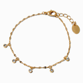 Gold-tone Cubic Zirconia Dainty Confetti Charm Bracelet,