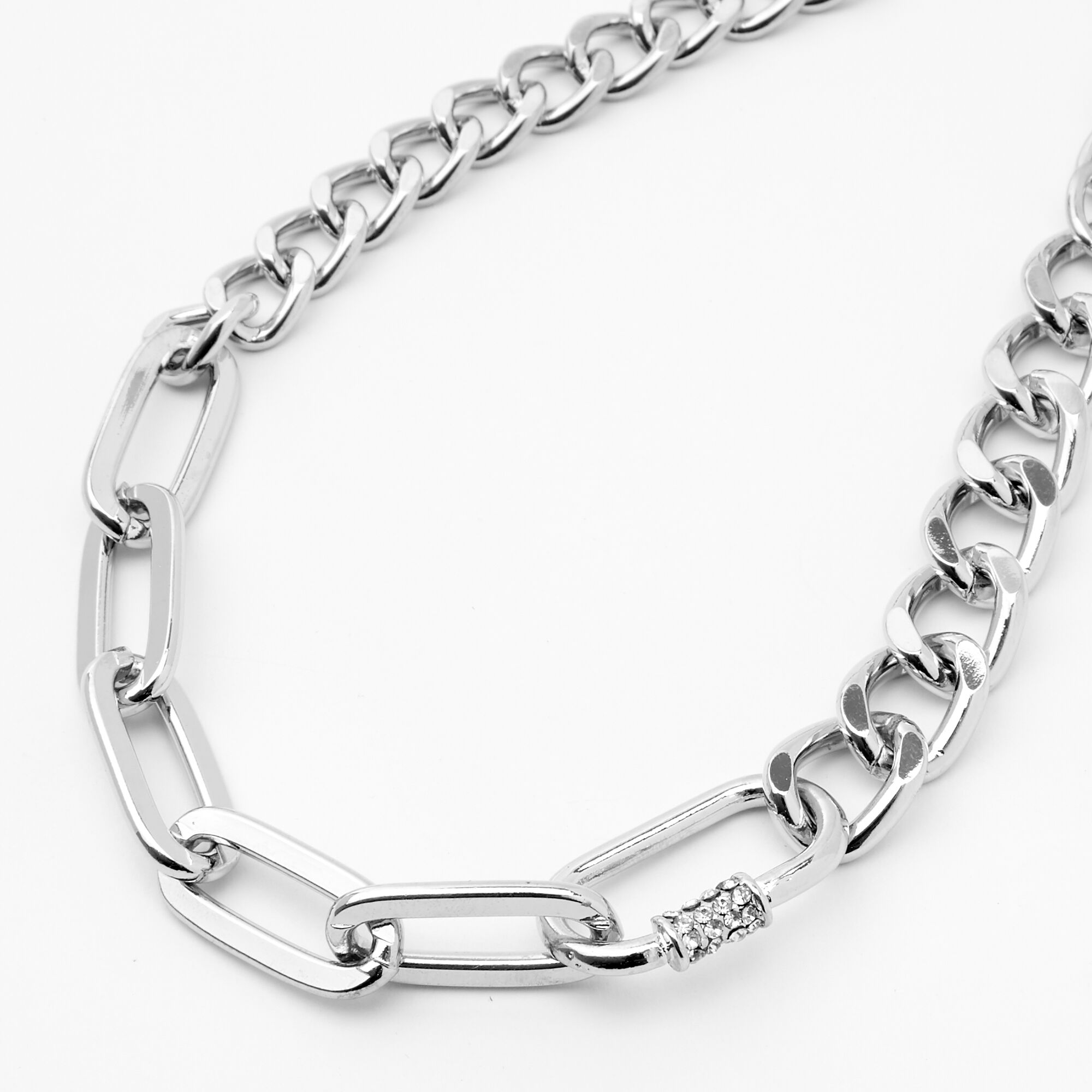 Silver Mixed Chain Link Necklace