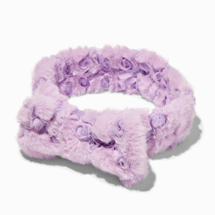 Lilac Rose Furry Makeup Bow Headwrap