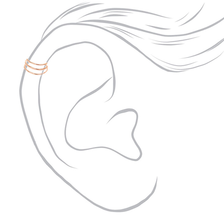 Rose Gold Triple Wire Band Ear Cuff,