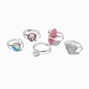Claire&#39;s Club Silver Glitter Box Rings - 5 Pack,