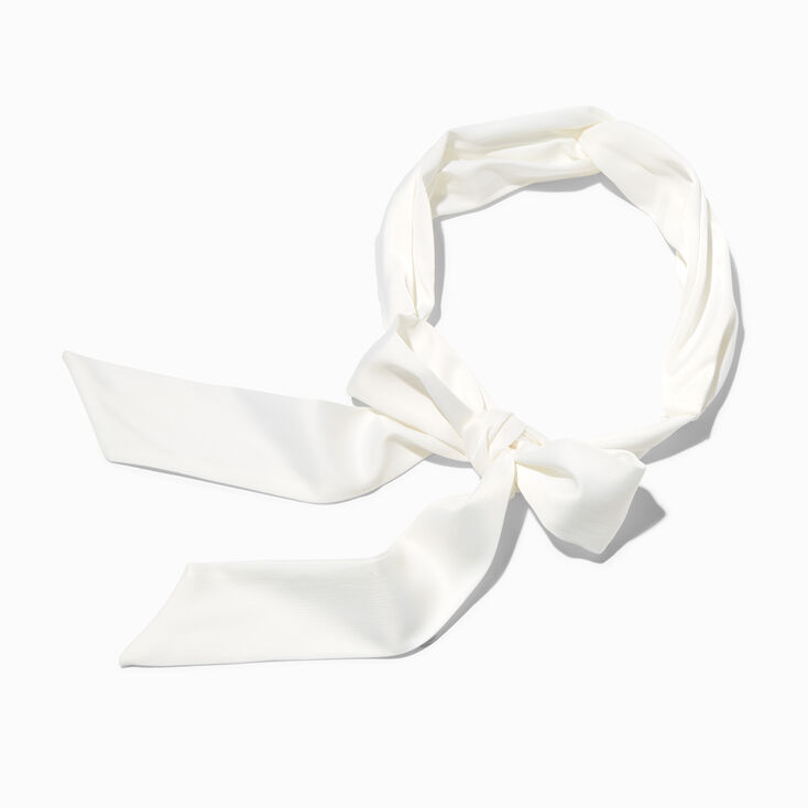 White Silky Bow Twist Headwrap,