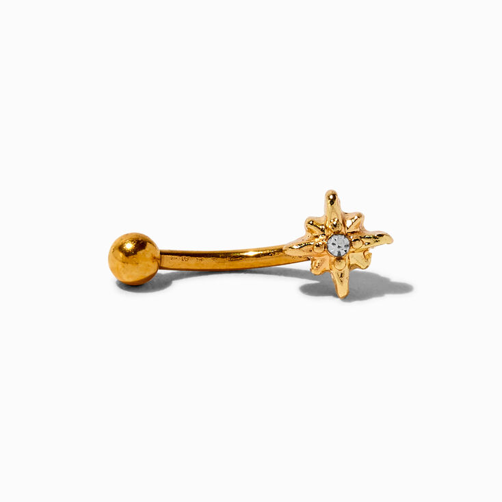 Gold-tone Titanium Starburst 16G Rook Earring,