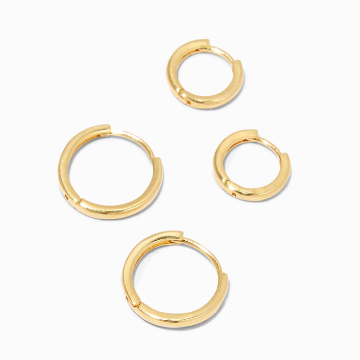 18K Gold Plated 8MM &amp; 12MM Hoop Earrings - 2 Pack,