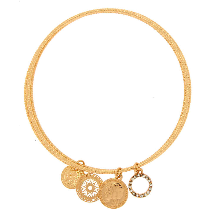 Claire's Lot de 3 bracelets à breloques pièces à motif en filigrane couleur doré