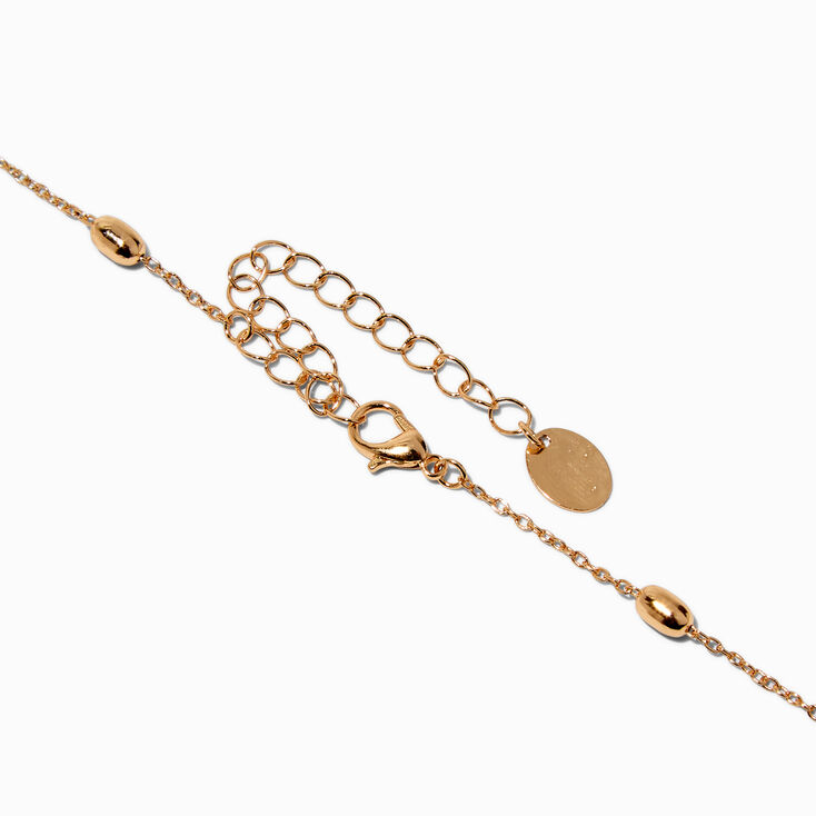 Gold-tone Oval Bead Station Necklace,