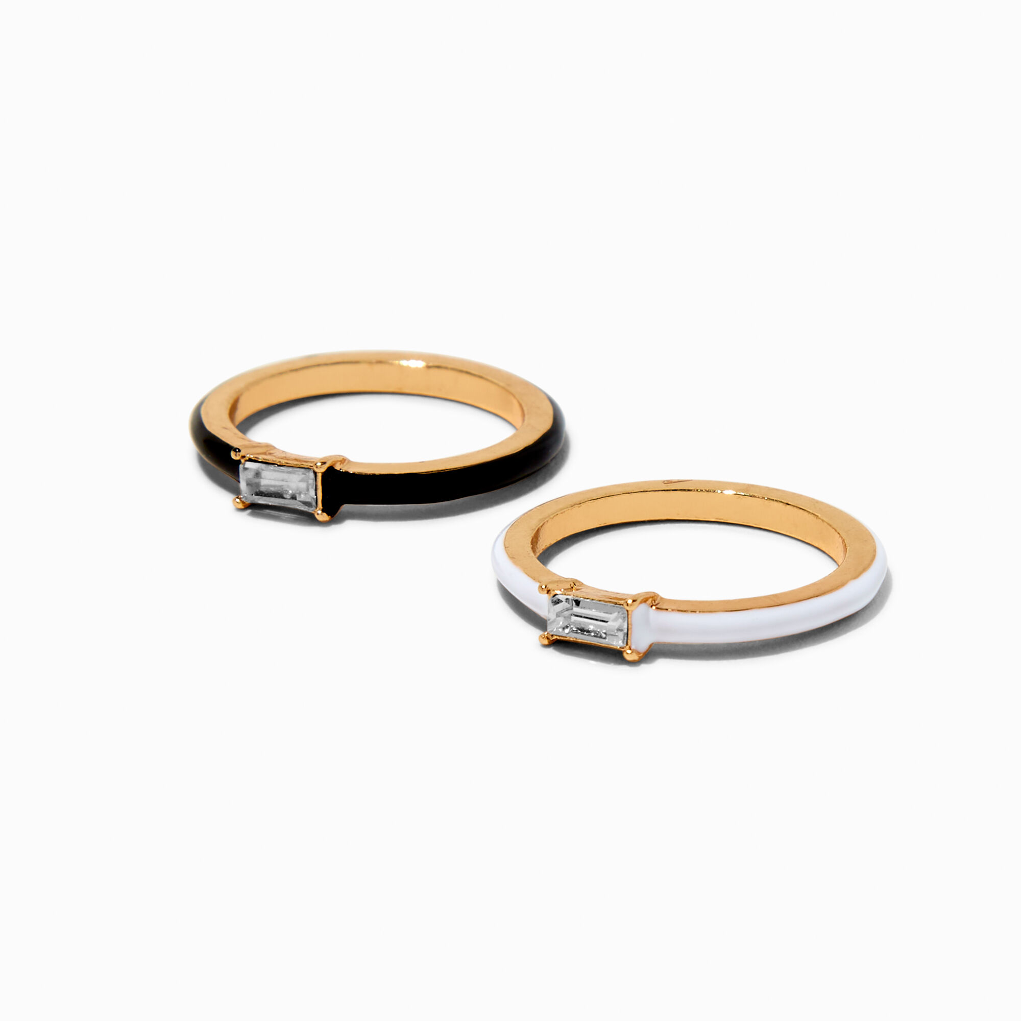 Black & White Enamel Ring Stack - 2 Pack,