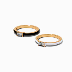 Black &amp; White Enamel Ring Stack - 2 Pack,