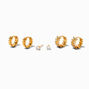 Boucles d&#39;oreilles feuille superposables en zircon cubique couleur dor&eacute;e C LUXE by Claire&#39;s - Lot de 3,