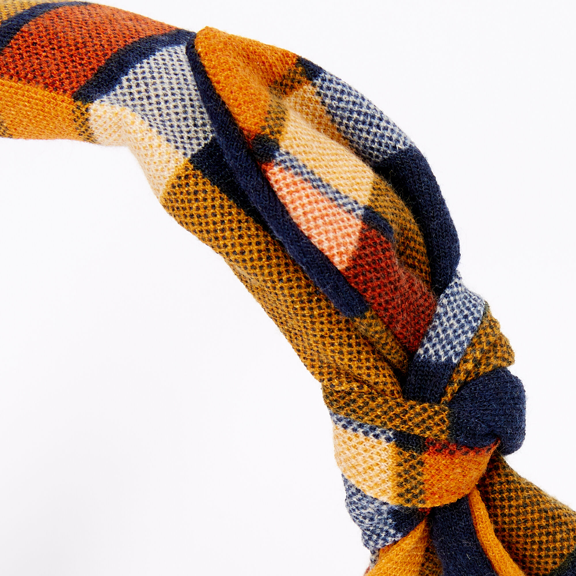 Plaid Knotted Bow Headband - Orange,