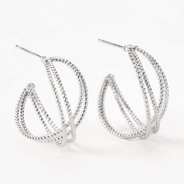Claire's Anneaux d'oreilles à découpe laser 20 mm couleur argentée