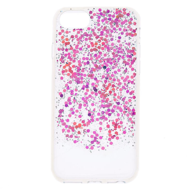 Claire's Coque de portable à paillettes violettes holographiques en cascade - Compatible avec iPhone 6/7/8