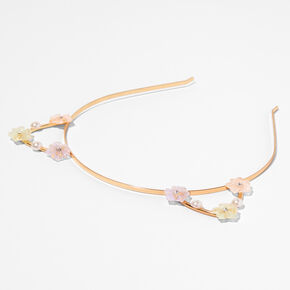 Blush Floral Gold Cat Ears Headband,