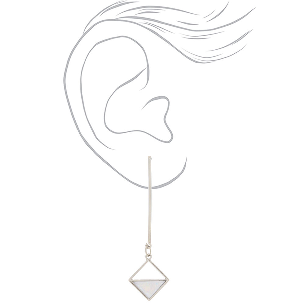 Silver Lucite 2.5" Geometric Drop Earrings,