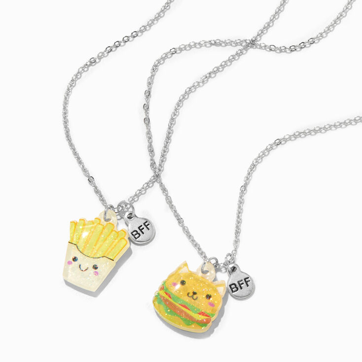 Best Friends Kawaii Burger &amp; Fries Pendant Necklaces - 2 Pack,
