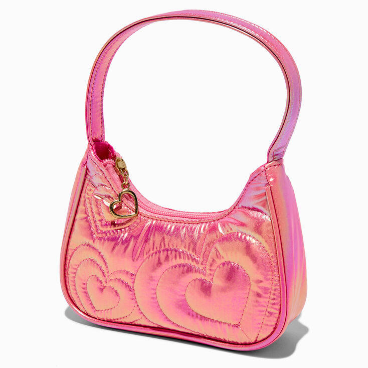 Claire&#39;s Club Pink Puffy Heart Shoulder Bag,