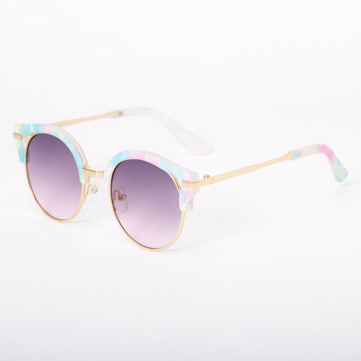 Claire's Lunettes de soleil avec ligne de sourcils tie-dye gravée - Turquoise