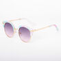 Etched Tie Dye Round Browline Sunglasses - Turquoise,