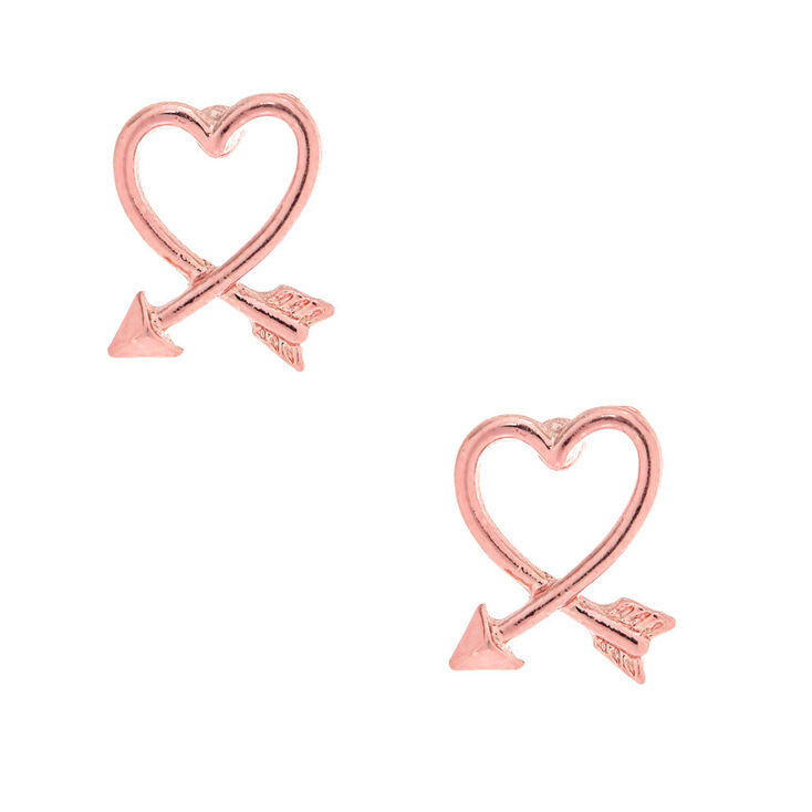 Pink Arrow Heart Stud Earrings Claire S Pink Arrow Heart Stud Earrings