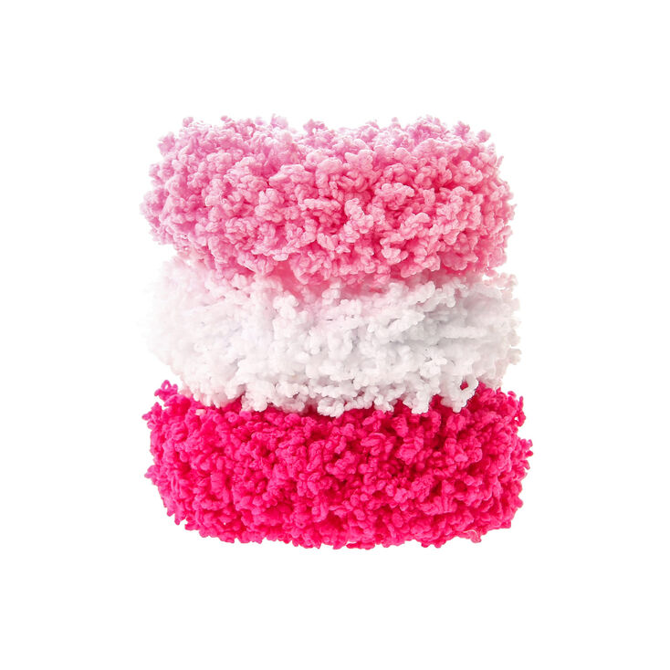 Small Pretty Pink Fuzzy Hair Scrunchies - 3 Pack,