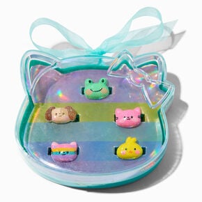 Claire&#39;s Club Pastel Glitter Critter Box Rings - 5 Pack,