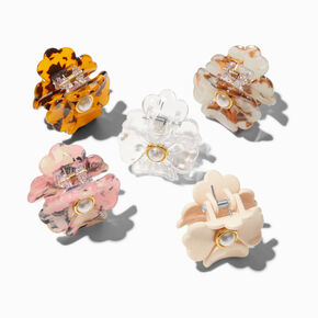 Pearl Tortoiseshell Flower Mini Hair Claws - 5 Pack,