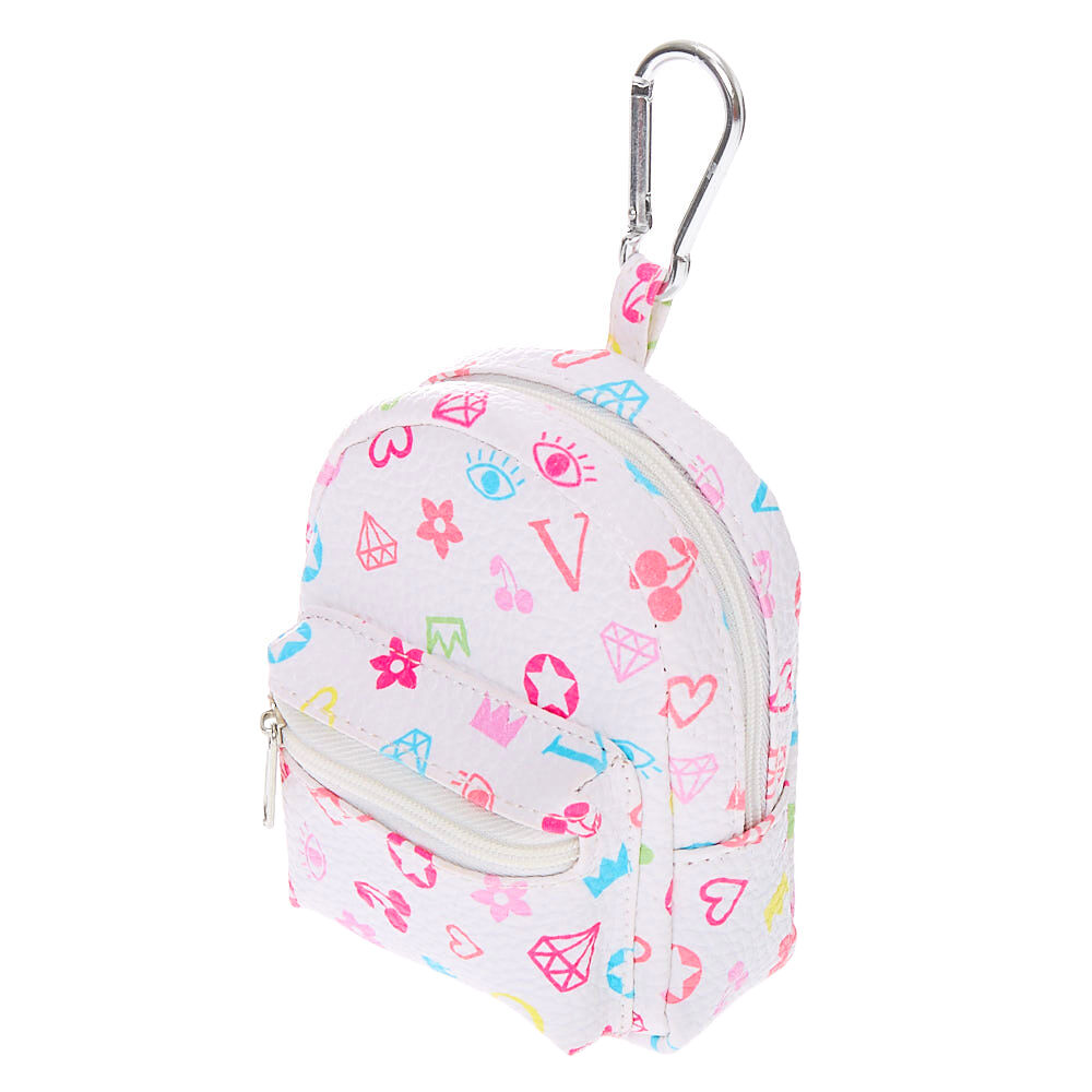 Porte-clés mini sac à dos imprimé signature - Blanc,