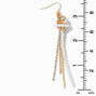 Pearl Knot Gold-tone Chain Fringe 3.5&quot; Linear Drop Earrings,